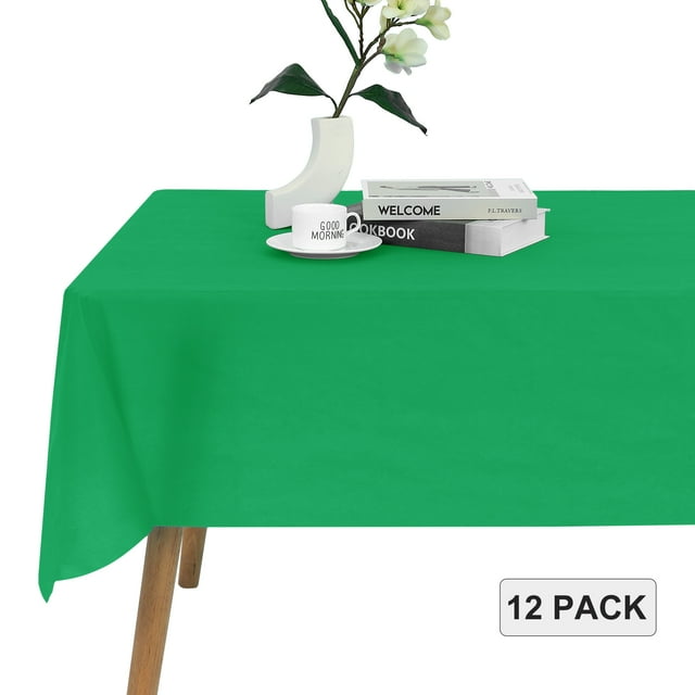 LUSHVIDA 12 Pack Disposable Plastic Table Cloth Rectangle Decorative Table Covers, 54 inch x 108