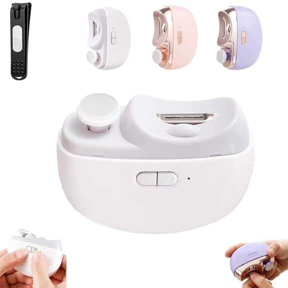 Universal Automatic Fingernail Grinder, Professional Electric Nail Clipper with Polishing, Filing, Trimming Tools, 2 Speeds Electric Nail Cutter with Light for Thick Toenails (A)