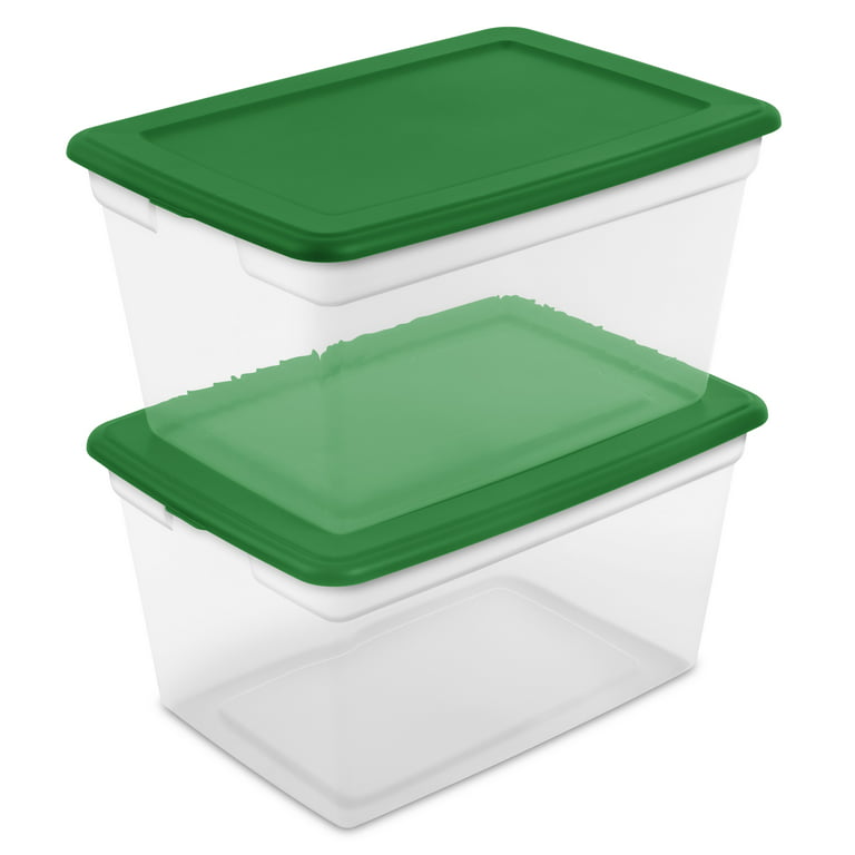 Sterilite 58 Qt. Storage Box Plastic, Elf Green, Set of 8 