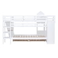 thumbnail image 6 of Bellemave Kids Castle Bunk Bed with Storage Drawers, Shelf, Slide and Safety Guardrail, Twin Over Twin Bunk Bed with Stairs, Castle Bunk Bed/Playhouse Bed for Girls, Boys, Kids (White), 6 of 9