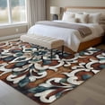 thumbnail image 4 of Brown Teal Boho Area Rug 5x7 FT, Non Slip Bedroom Throw Carpet, Ethnic Rustic Abstract Flowers Washable Soft Floor Carpet Non-Shedding Rug for Dining Room Bedside Classroom Desk, 4 of 9