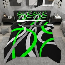 Manfei Abstract Stripes 2pcs Bedding Comforter Set for Female Men,Geometric Lines Twin Comforter Sets,Retro Vintage Style Breathable Bedding Set,Breathable Home Decor,Reversible