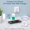 thumbnail image 2 of USB C Charger Block Fast Charging, PD 20W Charging Box with Type C to C Cable 6FT, USB C Block Wall Charger Adapter Charger Station Power Base Compatible for iPhone Samsung Android, Purple, 2 of 7