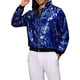 thumbnail image 4 of Chaqueta de lentejuelas INSPIRE CHIC para hombre, de manga larga, con cremallera, chaqueta con lentejuelas brillantes metálicas, talla XL, azul, 4 of 5