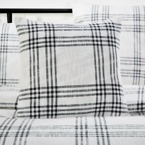VHC Brands Plaid Pillow, Black, 18x18