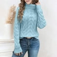 thumbnail image 3 of Womens Mock Neck Sweater, Long Sleeve Pullover for Women Fall Fashion Solid Color Cable Knitted Sweaters, 3 of 6