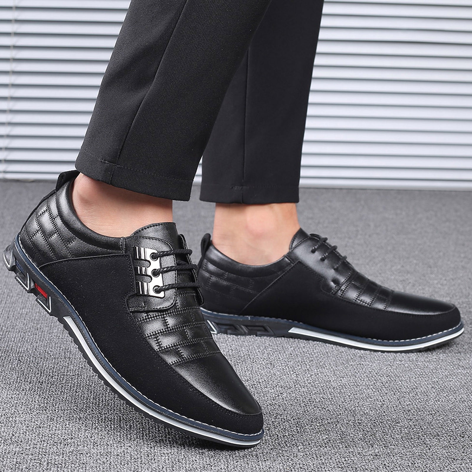 ZXHACSJ Fashionable Men's Breathable Flat Bottom Classic Business Casual  Shoes Black 41 