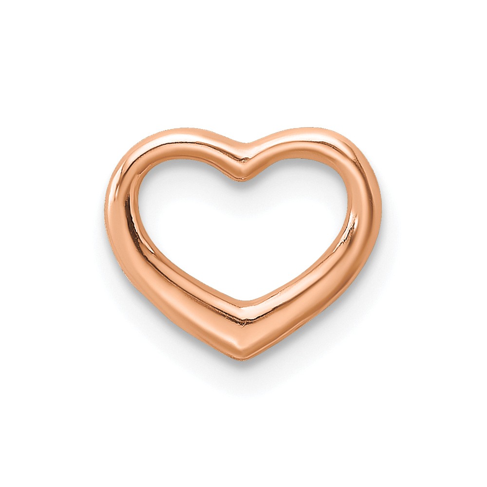 Solid 14k Rose Gold Heart Chain Slide Pendant Charm 12mm x 9mm