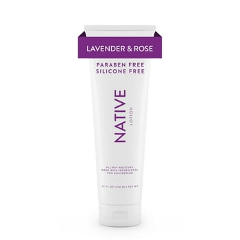 Native Natural Hand and Body Lotion, Lavender & Rose, Paraben Free, Silicone Free 12 oz