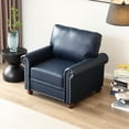 thumbnail image 2 of Navy blue faux leather single seat sofa / Sturdy structure for long - lasting use in living room, 2 of 4