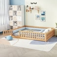 thumbnail image 2 of Queen Size Floor Bed Montessori Floor Bed with Safety Guardrails and Door Wood Floor Bed Frame for Girls Boys Natural, 2 of 7