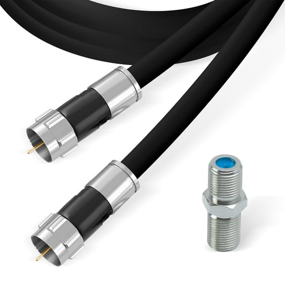 RG6 Coaxial Cable with F Connectors, High Speed Internet and TV Cord for HD TV, Xfinity, Satellite, Antenna, Cable Extension, WiFi Modem Cable (Black, 7ft)
