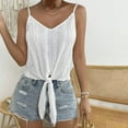 thumbnail image 4 of Aueoeo Women's Summer Vests Casual Suspender Sleeveless Shirt Front Tie Lace Up Tank Top Summer Beach Tank Shirt, 4 of 7