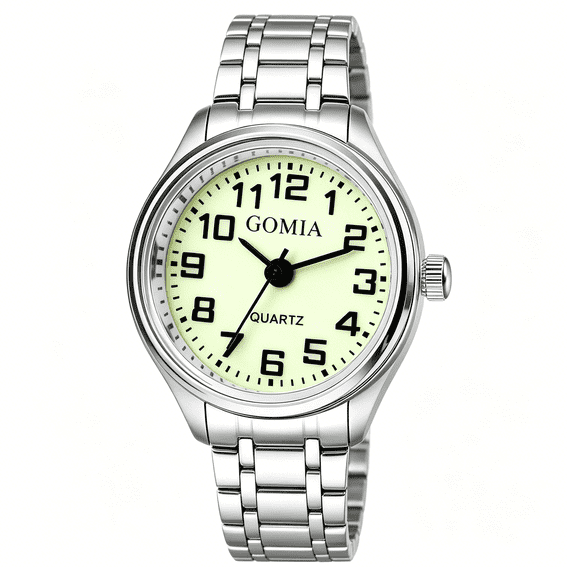 DESIGNICE Luminous Finger Ring Watch: Gold Silver Plated Stretchy Elastic Band Round Quartz Analogue Retro Watches for Men Women for Mother'S Day