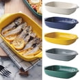 thumbnail image 2 of Ceramics Baking Dish/Lasagna Bakeware Pan, Rectangular Baking Sheet with 2 Tableware Use Handles, For Family Daily, 2 of 8