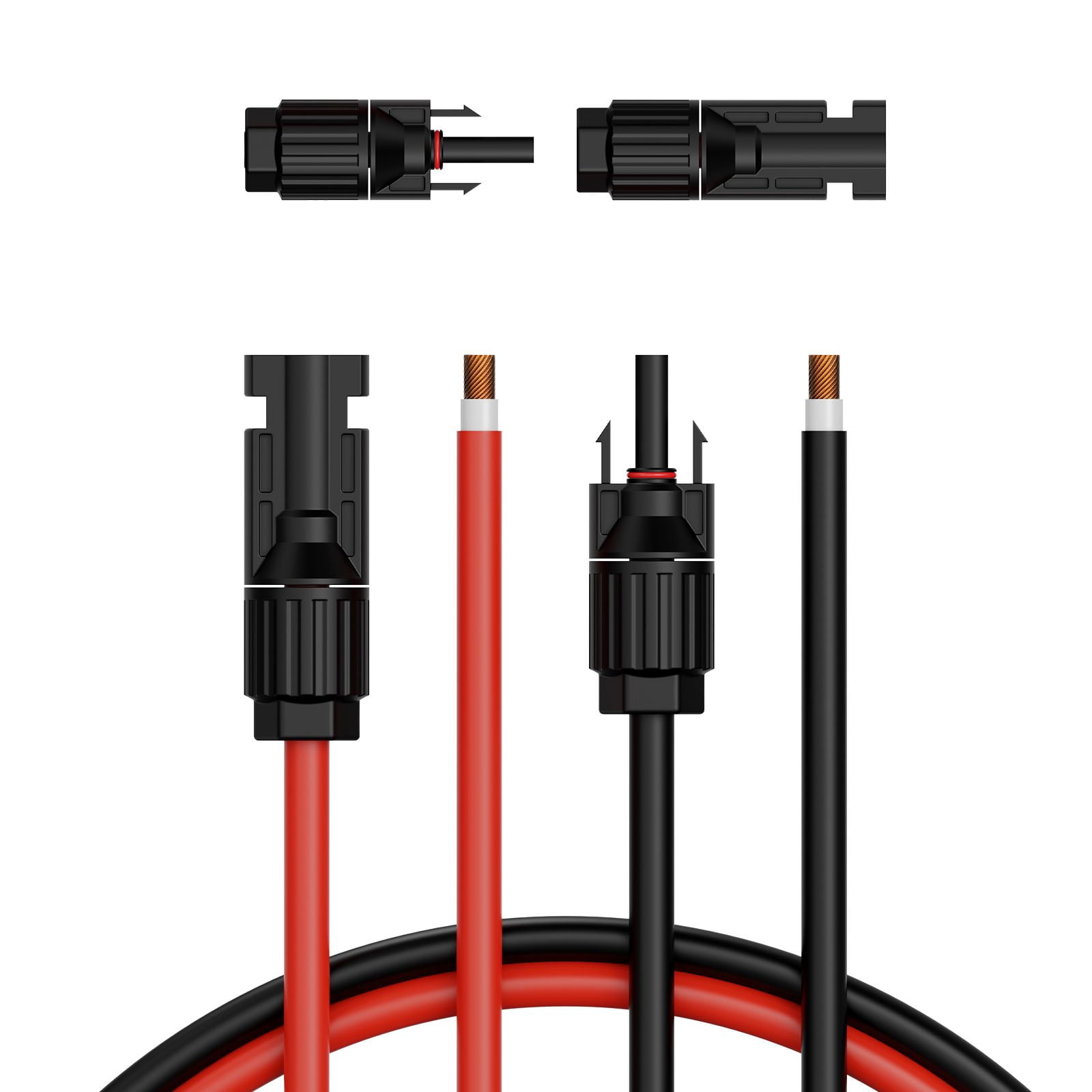 Solar Panel Extension Cable 20FT, 10AWG with MC4 Connectors, 100% Tinned Copper, TUV Certified, IP67 Waterproof, XLPE Insulation for Solar Systems