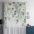 thumbnail image 5 of Eucalyptus Leaves Semi Sheer Curtains Drapes for Living Room,Bedroom,French Doors Window 54 Inches Long,White Daisy Spring Floral Summer Botancial Rod Pocket Chiffon Curtain Drapery Voile Panel, 5 of 6