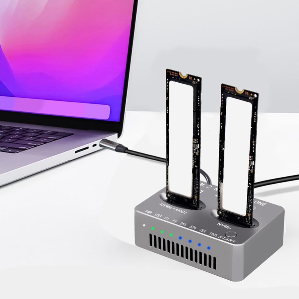 Double Bay Docking Station NVME States Disk Clone USB3.2 Type C States Drives Reader NVMe External Hard Disk Box