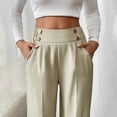 thumbnail image 5 of Ohufall Women's Dress Pants Fashion Solid Casual Elastic High Waist Pants Stretch Slim Fit Straight Leg Trousers Ladies Work Pants for Business, 5 of 8