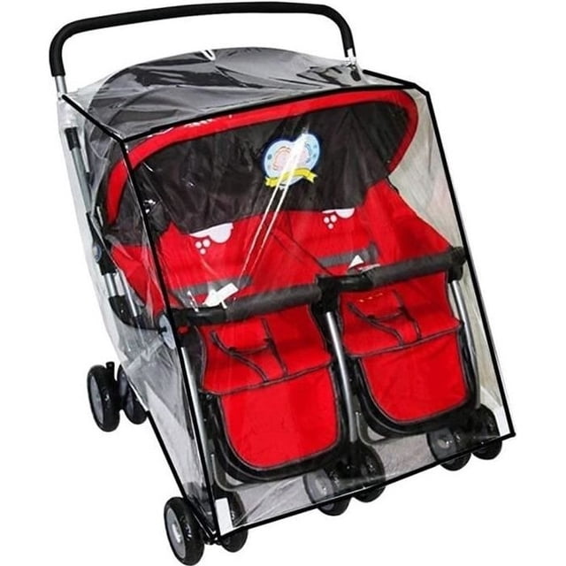 Rain Cover for Stroller, Universal Waterproof Rain Cover, PVC Twin Seat Protector for Double Stroller, White