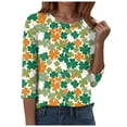 thumbnail image 6 of UngA St Patrick's Day Shirt Women Green Shamrock Irish Shirts 3/4 Length Sleeve Print Tops Funny Graphic Tshirts,Size L, 6 of 8