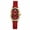 Red, variant on Women's Oval Watch: Rhinestone Accented Bezel Genuine Leather Strap Analog Quartz Dress Wristwatch for Women