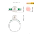 thumbnail image 5 of ANGARA South Sea Cultured Pearl Ring with Emeralds in 14K White Gold for Women | June Birthstone, Birthday, Anniversary, Jewelry Gift for Women | Pearl Ring, 5 of 8