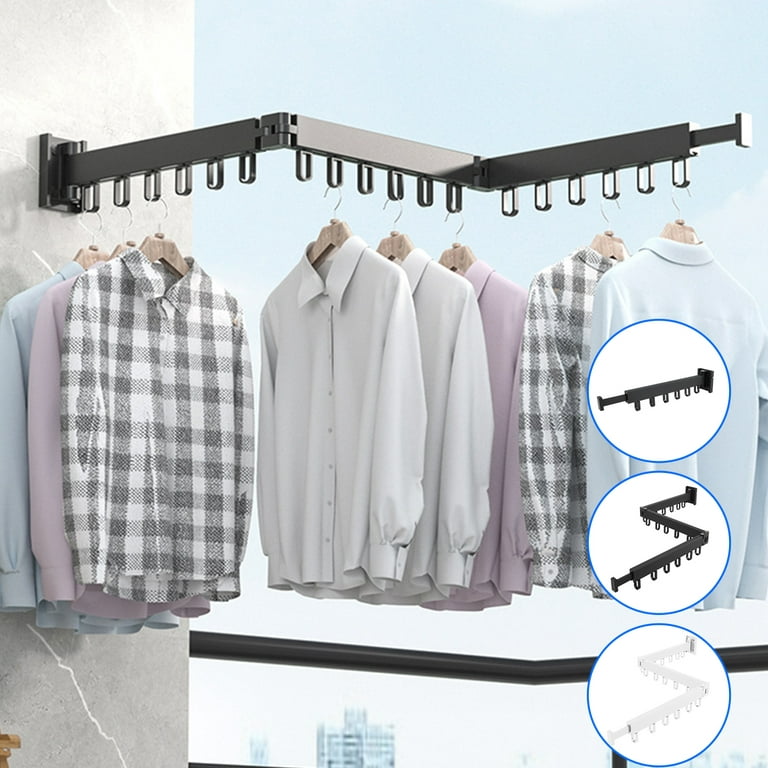 Untyo Metal Clothes Drying Rack Foldable Laundry Coat Hanger Double Rail  Adjustable Space-Saving Foldable Drying Hanger for Indoor and Outdoor