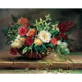 thumbnail image 2 of Stevens, Jo 14x12 Black Ornate Wood Framed with Double Matting Museum Art Print Titled - Flowers in basket, 2 of 4