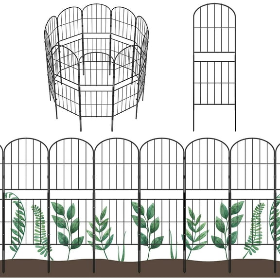Decorative Garden Fence Fencing 10 Pack, 36in (H) x 10.8ft (L) Rustproof Metal Wire Panel Border Animal Barrier for Dog, Flower Edging for Yard Landscape Patio Outdoor Decor, Arched