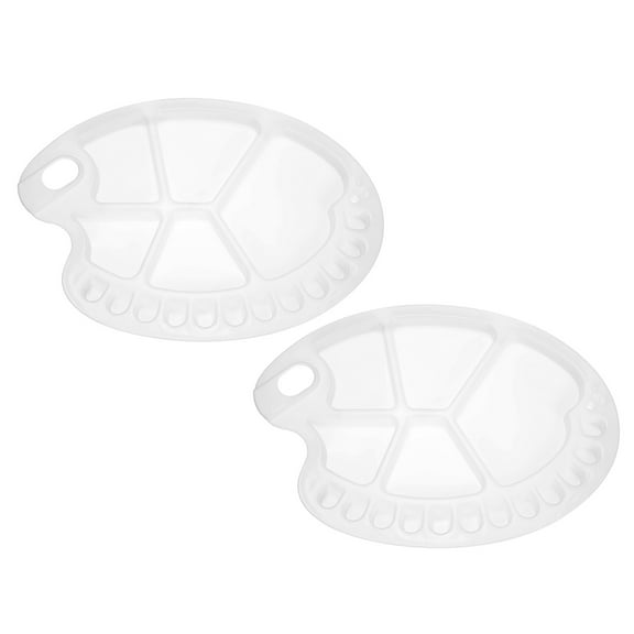 Uxcell 17 Wells Paint Tray Palette, 2 Pack Painting Pallet Holder Large Fish Shape for Watercolor Gouache, White