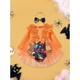 thumbnail image 5 of Miaouyo Infant Baby Girl Halloween Romper Dress 1 3 6 9 12 18 Months Long Sleeve O Neck Tulle Patchwork Romper with Headband, 5 of 9