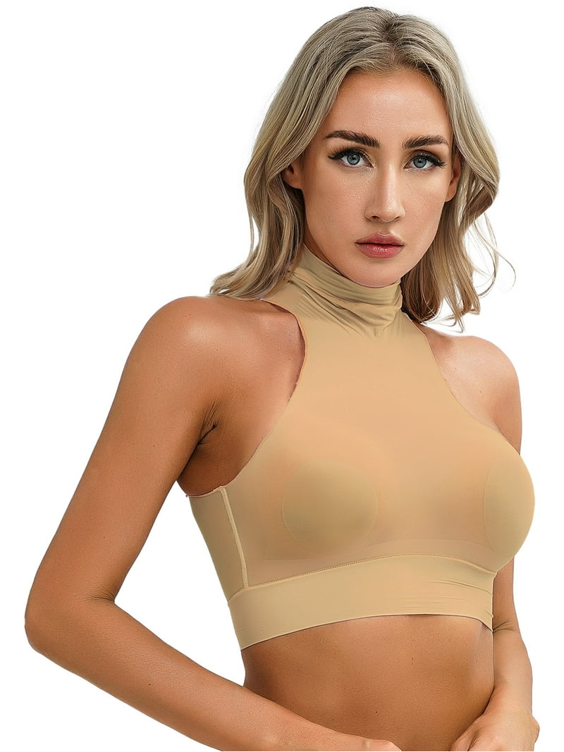 トップス mesh turtleneck design tank top Haitryli Women's See Through Mesh Crop Tank Top Slim Fitted