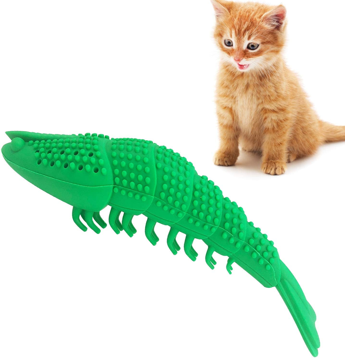 HETOO Cat Toys,Interactive Cat Toothbrush Catnip Chew Treat Toy for Kitten Kitty Cats Teeth Cleaning Dental Care,Crayfish Shape Pet Toy Cat with Bell 
