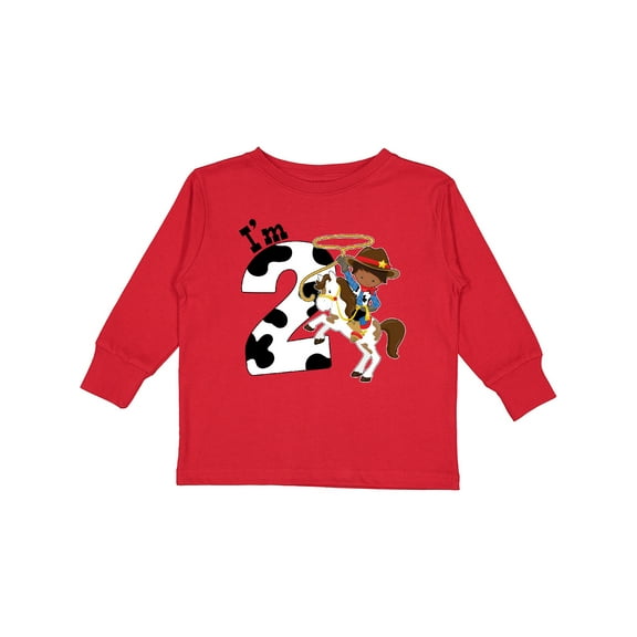 Inktastic I'm Two-cowboy Riding Horse Birthday Boys Long Sleeve Toddler T-Shirt