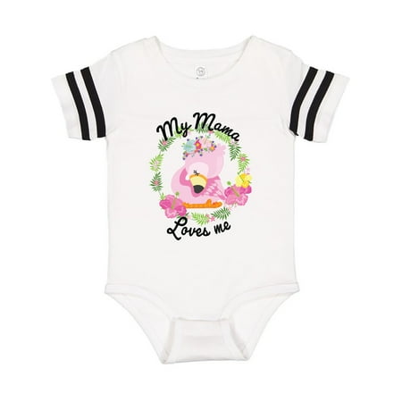 

Inktastic Baby Flamingo My Mama Loves Me in Flower Wreath Gift Baby Boy or Baby Girl Bodysuit