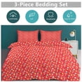 thumbnail image 5 of 3 Pcs Soft Bedding Set, Includes 1 Duvet Cover with Zipper And 2 Pillow Shams,Red Floral Full(79"×90"), 5 of 8