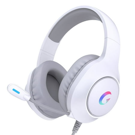Ecomoment Gaming Headset for PC, PS5, Xbox Series X/S, Xbox One, Switch, MAC, Xbox Headset with Noise Canceling Microphone, Wired Over-Ear Gaming Headphones with LED Light&7.1 Surround Sound