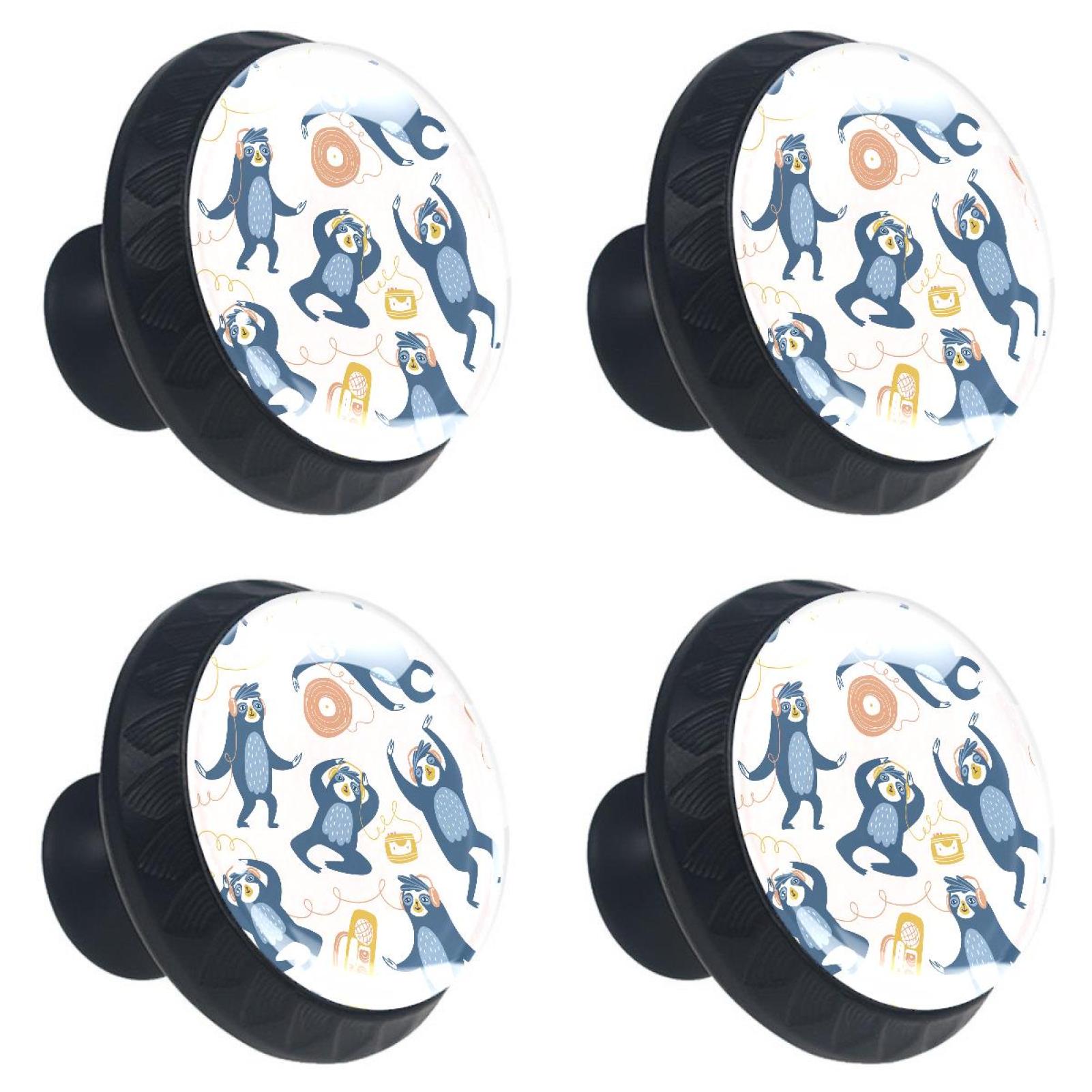 Sloth Handle 4 Pcs Sloth Dancing with Music Knobs for Kitchen Cabinet Cupboard ...