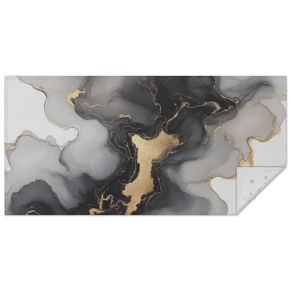 Black Gray Gold Marble Pattern Rectangle Tablecloth 60"x120",Waterproof Polyester Rectangle Table Cloth, Wipeable Spillproof Polyester Tablecloth for Dining, Camping, Indoor and Outdoor