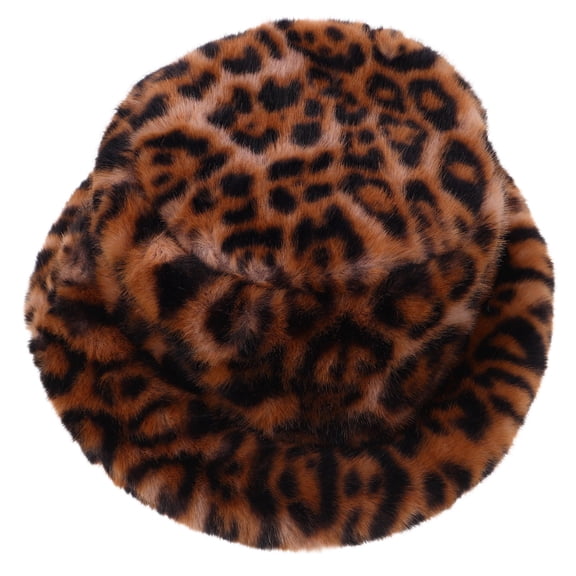 LOLIPPYY Leopard Print Fisherman Hat Fuzzy Warm Unisex Outdoor Winter