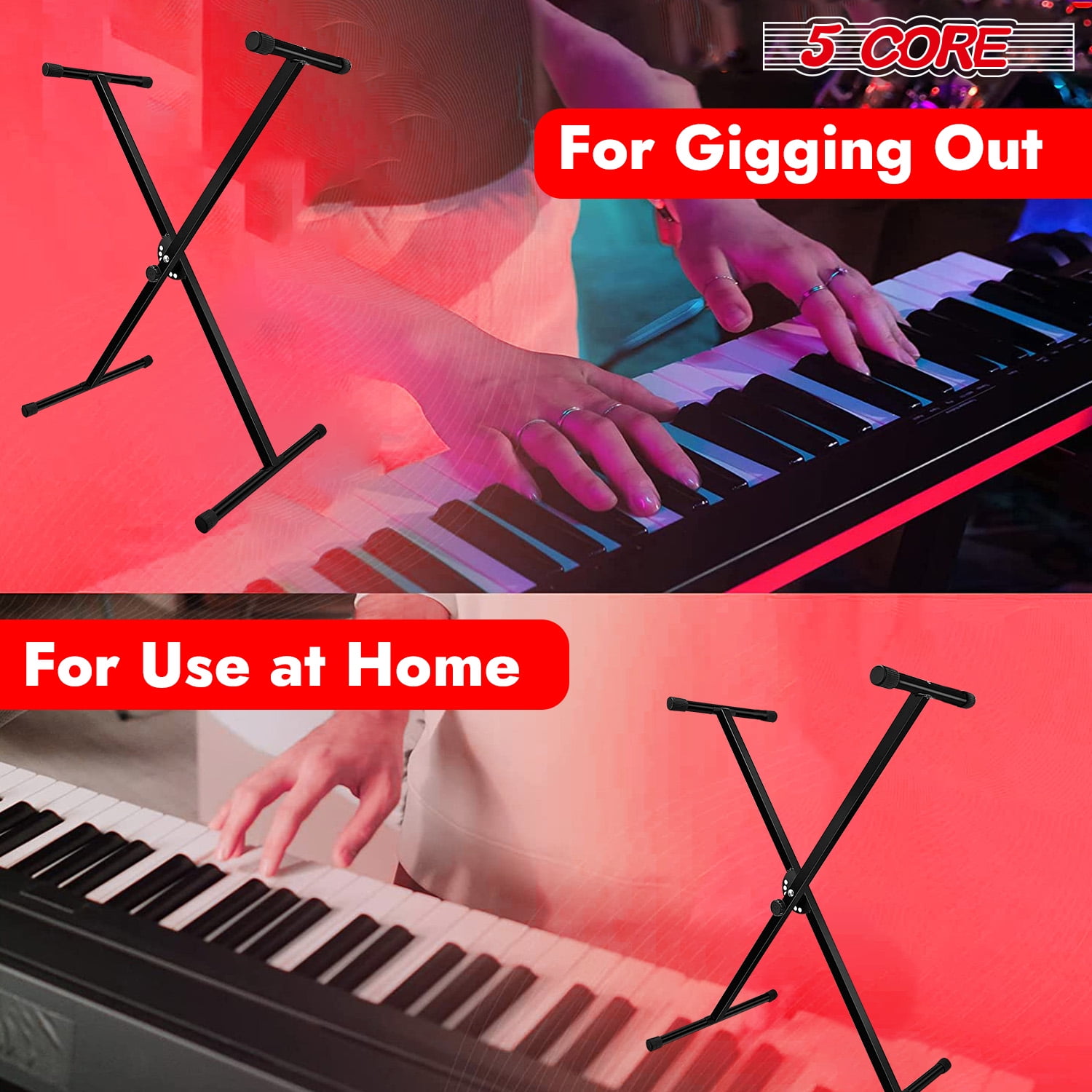 5 Core Keyboard Stand X Shape Height Adjustable Foldable Portable Key Board DJ Controller Stands
