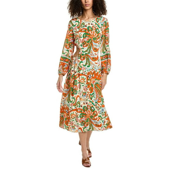 ba&sh womens  3/4-Sleeve Midi Dress, 0/XS, White