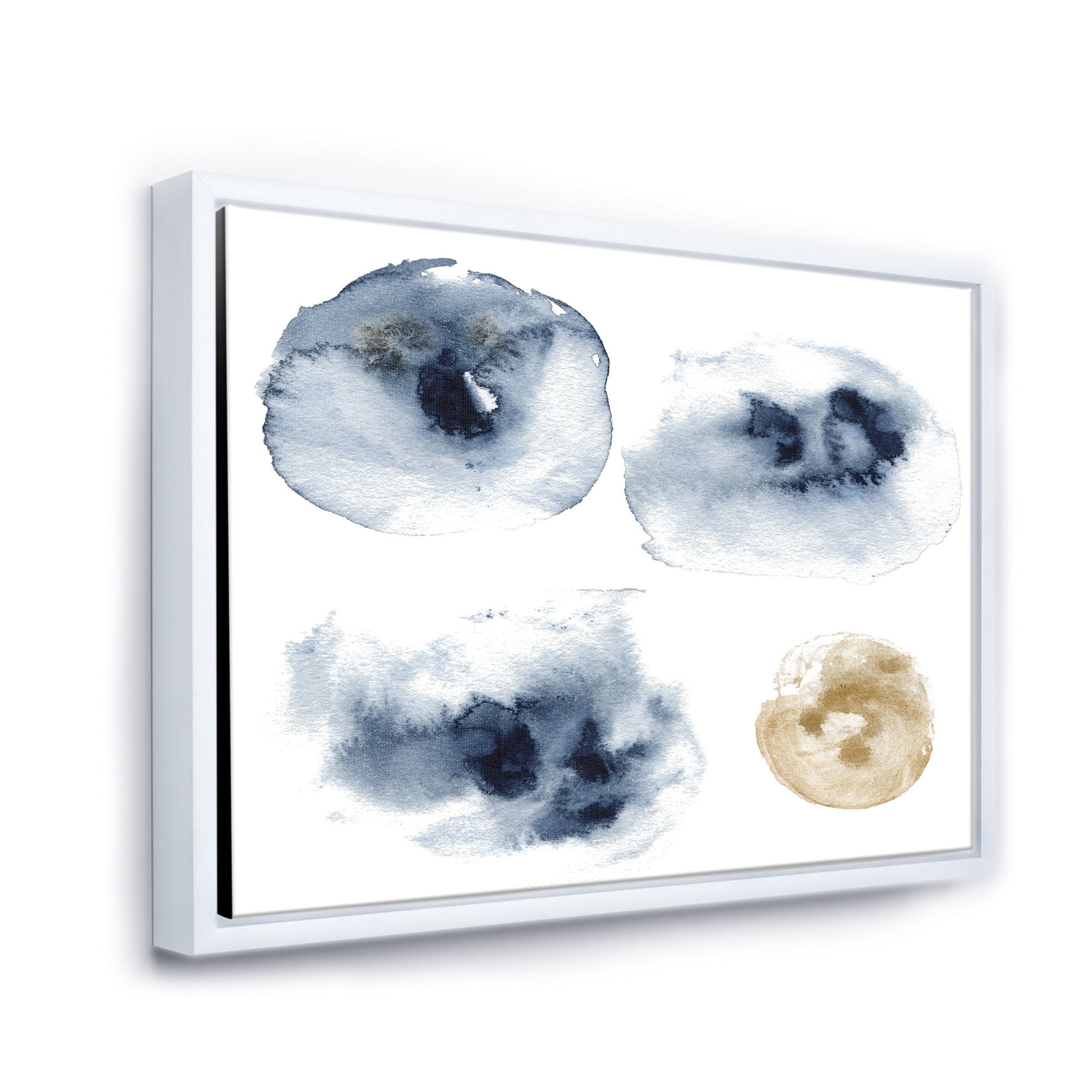 Designart 'Abstract Of Gold and Dark Blue Cloud' Modern Framed Canvas Wall Art Print