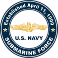 thumbnail image 1 of 3.8 Inch Established April 11, 1900 Submarine Force Gold Dolphins Decal, 1 of 1