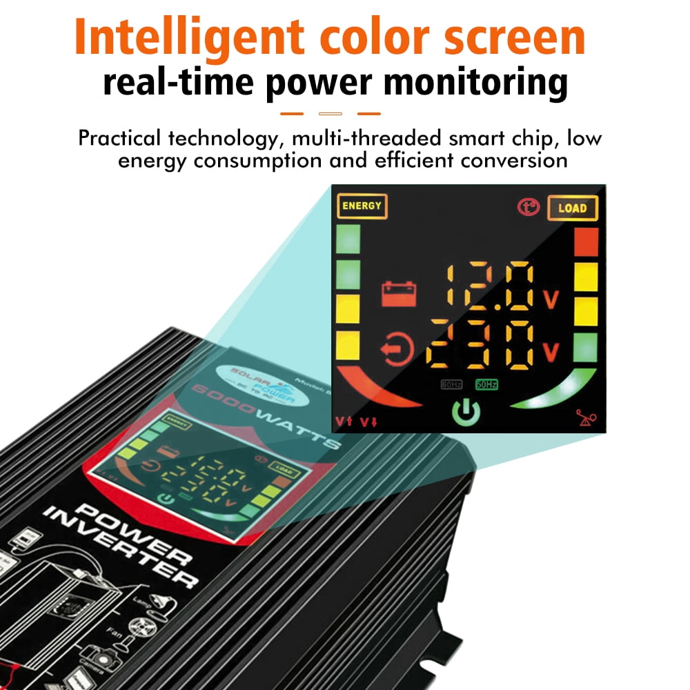 6000W Power Inverter, DC12V to 110V AC Car Inverter with for Camping/Road Trips/Outdoor Work