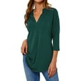 thumbnail image 3 of Women Solid Color V Neck 3/4 Sleeve Top, 3 of 9