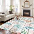 thumbnail image 2 of Large Area Rugs for Living Room Bedroom, Teal Red Seahorse Coastal 8'x10' Rug Washable Carpet Runner Indoor Outdoor, Vintage Nautical Beach Coral Starfish Non Slip Floor Mats Rug for Kitchen, Patio, 2 of 8