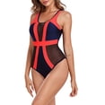 thumbnail image 4 of Tawop Swim Suits Women Sexy One Piece Solid Color Split Strap Print Red S(US:4), 4 of 7