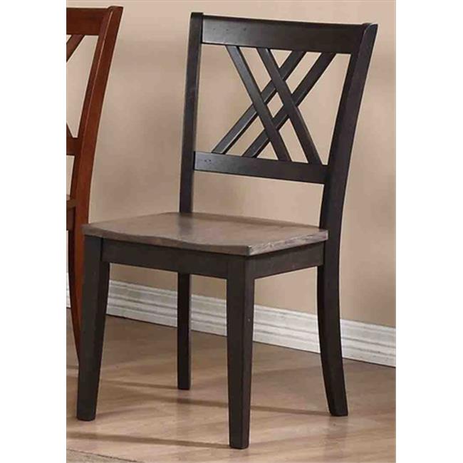 Iconic Furniture Double XBack Dining Chair Wood Seat, Grey Stone
